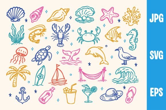Review: Hand Drawn Summer Beach Nautical Element
