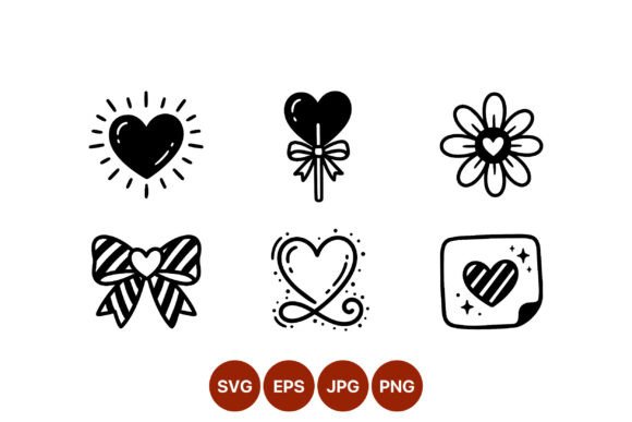 Review: Heart Shapes Icons with Bow Flower and