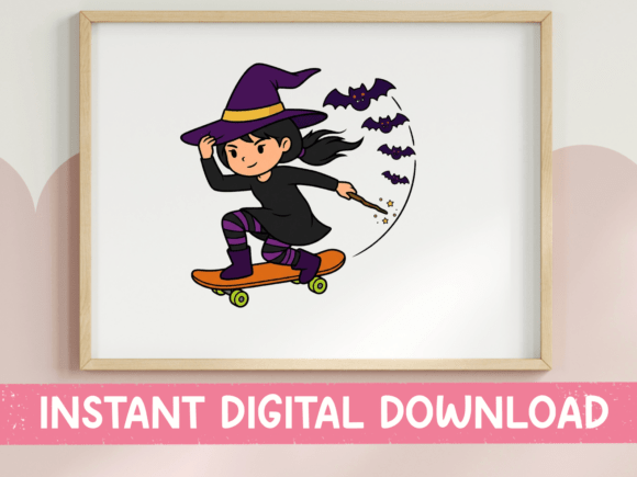 Reviewing the Witch Skateboarding Halloween Design